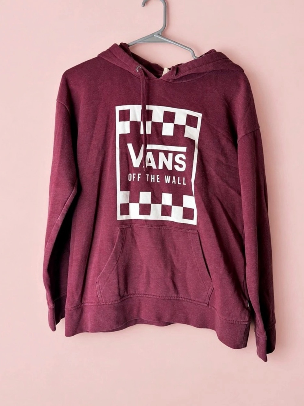 Vans Checkerboard Box Logo Pullover Hoodie Burgundy Medium